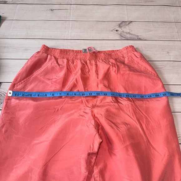 Vintage 90s Beautéx High-Waisted Silk Pants Size M Coral Color Freakishly Soft - Picture 6 of 7